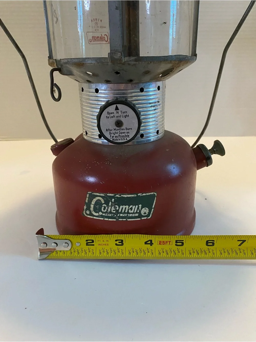 Coleman Lantern Big Hat 228E Double Mantle Green & Red With Bail Handle